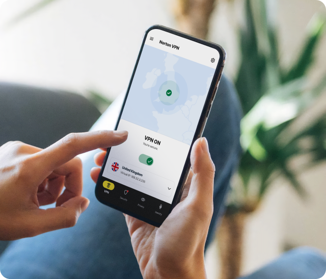 Phone with "VPN on" on screen